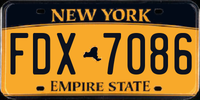 NY license plate FDX7086
