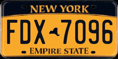 NY license plate FDX7096