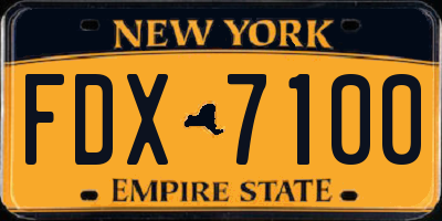 NY license plate FDX7100