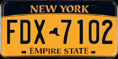 NY license plate FDX7102