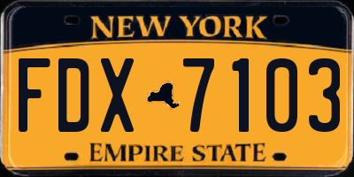 NY license plate FDX7103