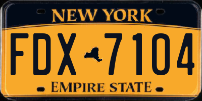 NY license plate FDX7104