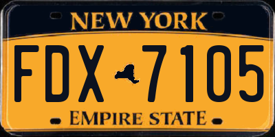 NY license plate FDX7105