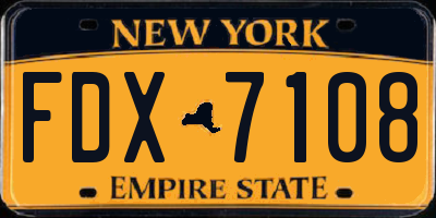 NY license plate FDX7108