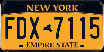 NY license plate FDX7115