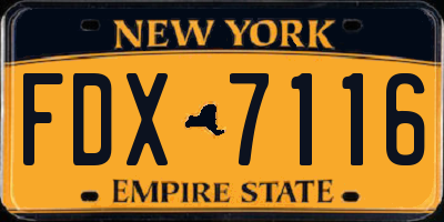 NY license plate FDX7116