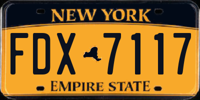 NY license plate FDX7117
