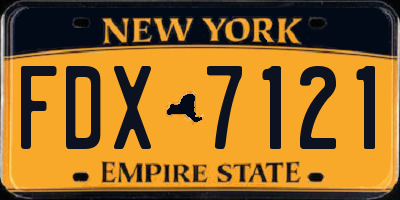 NY license plate FDX7121