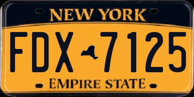 NY license plate FDX7125