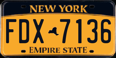 NY license plate FDX7136