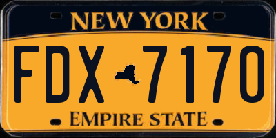 NY license plate FDX7170
