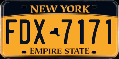 NY license plate FDX7171