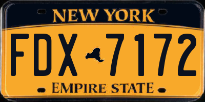 NY license plate FDX7172
