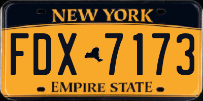 NY license plate FDX7173