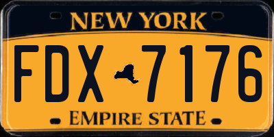 NY license plate FDX7176