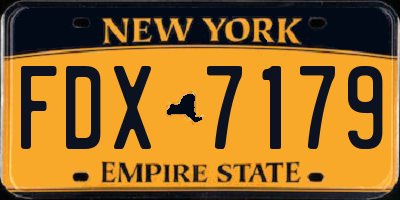 NY license plate FDX7179