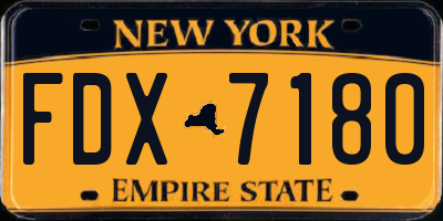 NY license plate FDX7180