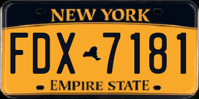 NY license plate FDX7181