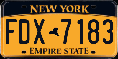 NY license plate FDX7183