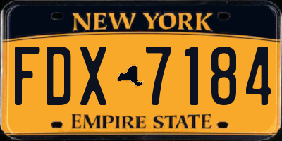 NY license plate FDX7184