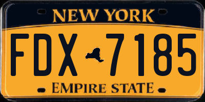 NY license plate FDX7185