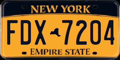 NY license plate FDX7204