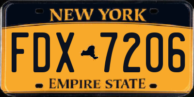 NY license plate FDX7206