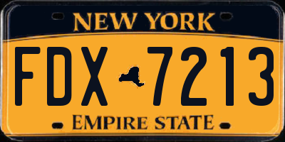 NY license plate FDX7213