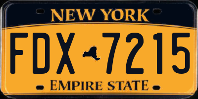 NY license plate FDX7215