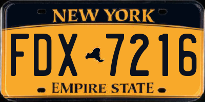 NY license plate FDX7216