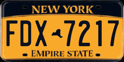 NY license plate FDX7217