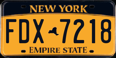 NY license plate FDX7218