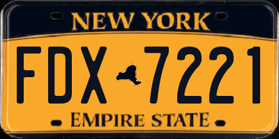 NY license plate FDX7221