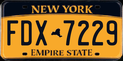 NY license plate FDX7229