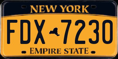 NY license plate FDX7230