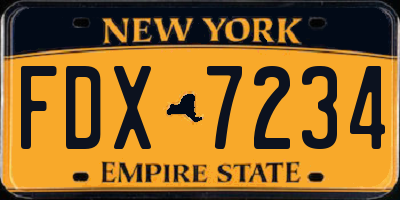 NY license plate FDX7234