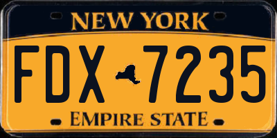 NY license plate FDX7235