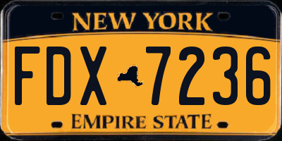 NY license plate FDX7236