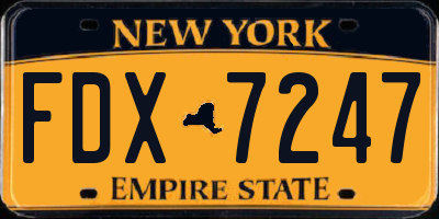 NY license plate FDX7247