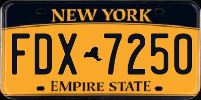 NY license plate FDX7250