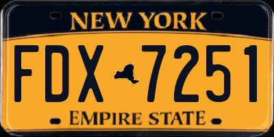 NY license plate FDX7251