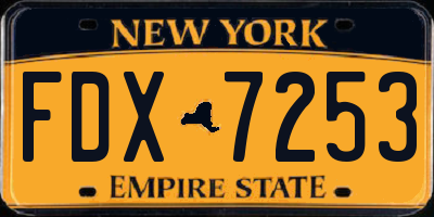 NY license plate FDX7253