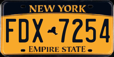 NY license plate FDX7254