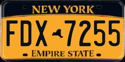 NY license plate FDX7255