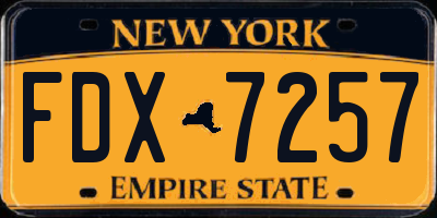 NY license plate FDX7257