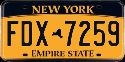 NY license plate FDX7259
