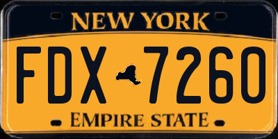 NY license plate FDX7260