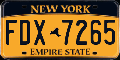NY license plate FDX7265