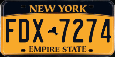 NY license plate FDX7274