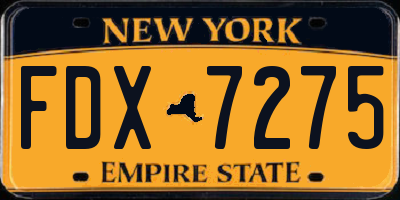 NY license plate FDX7275
